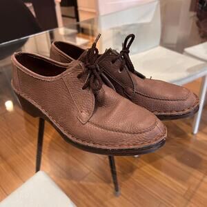 Clarks Wallabee Women's Heeled Leather Brown Shoes Made in Ireland Size 8.5